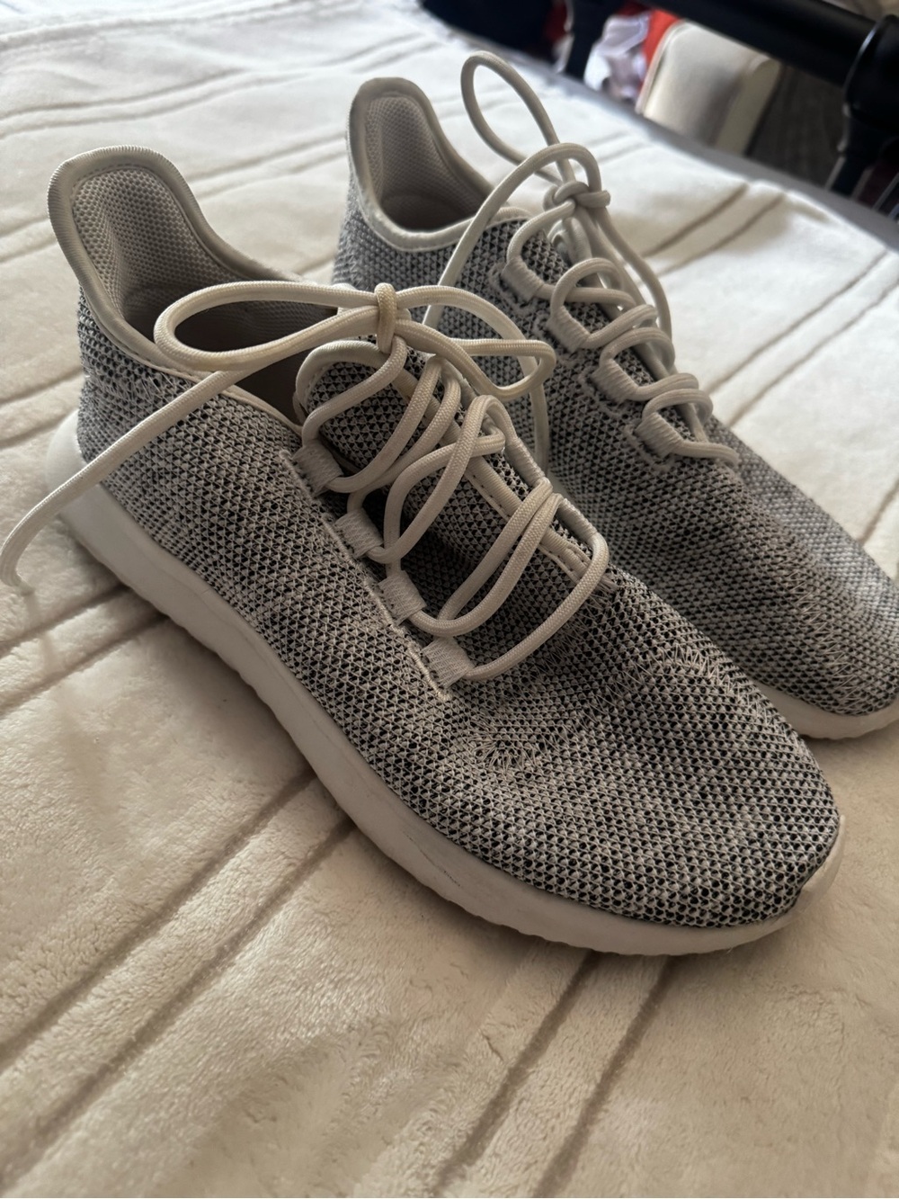 adidas Women's Knit Lace-Up Sneakers - Gray & White
